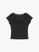 Like That Lace Trim Cap Sleeve Crop Top